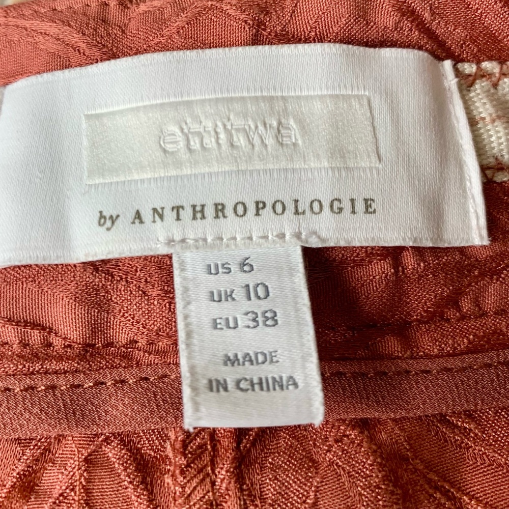 Anthropologie Ett:twa Aubade Tie Waist Textured Pants Cropped Dusty Rose Size 6 - Picture 12 of 14